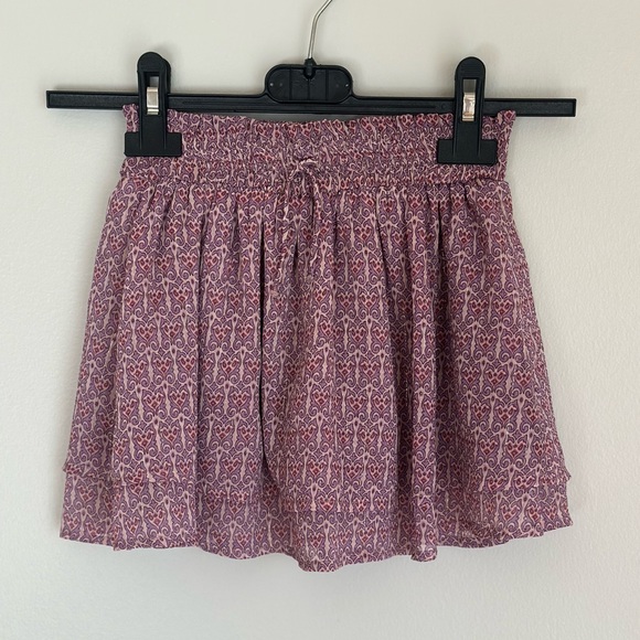 Zara Other - Zara Girls Printed Skort Skirt Size 9 Elastic Waist Tiered Purple Red